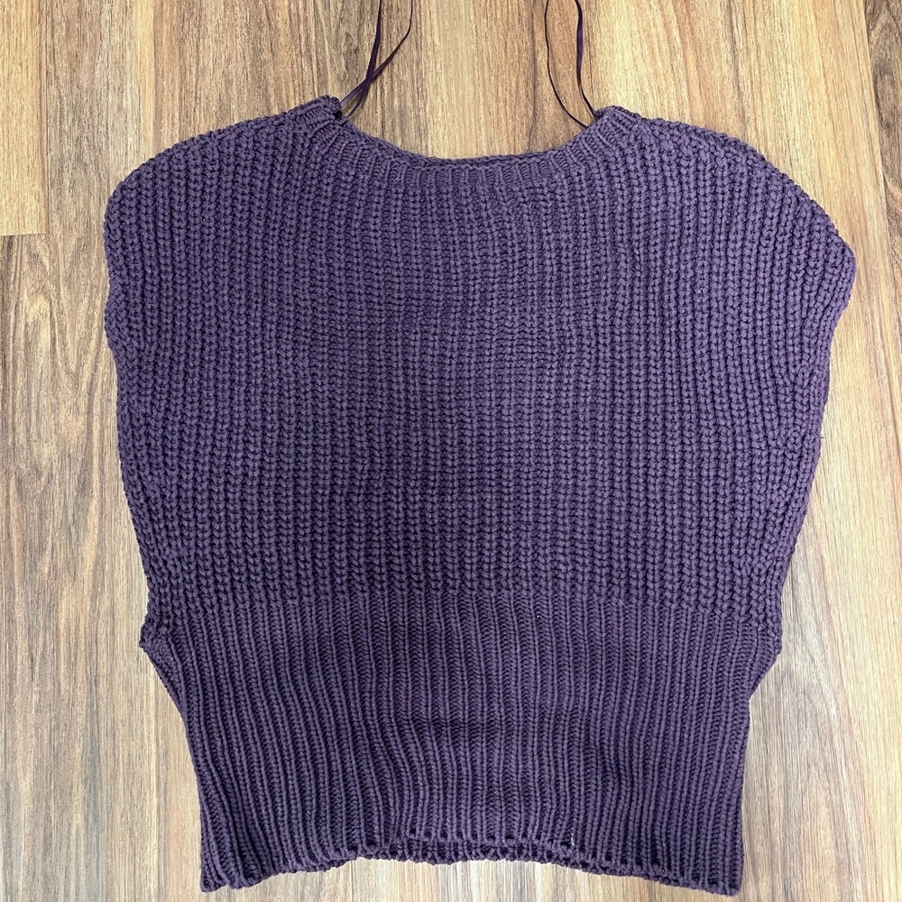 Zara Women's Deep Purple Knit Sweatshirt Vest